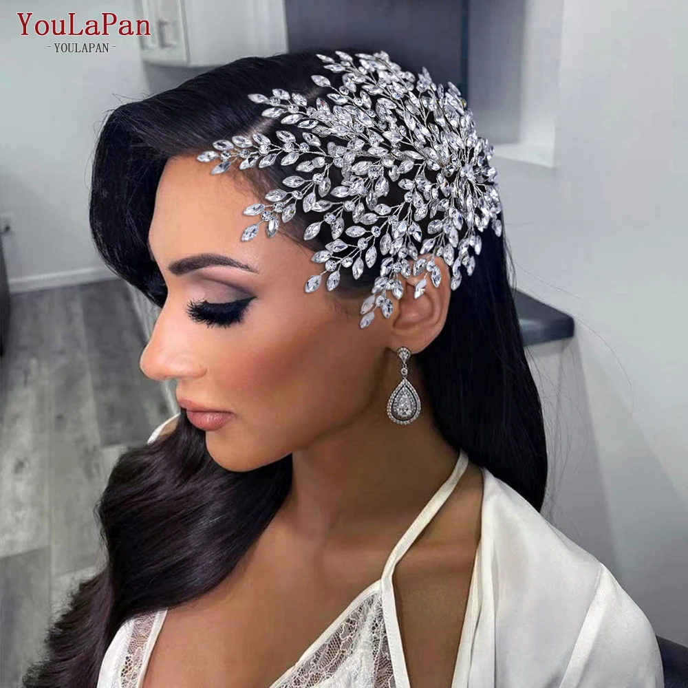 TOPQUEEN HP438 Fashion Wedding Headpiece Women Tiara Bridal Headwear Crystal Hair Piece Wedding Accessories Rhinestone Headband