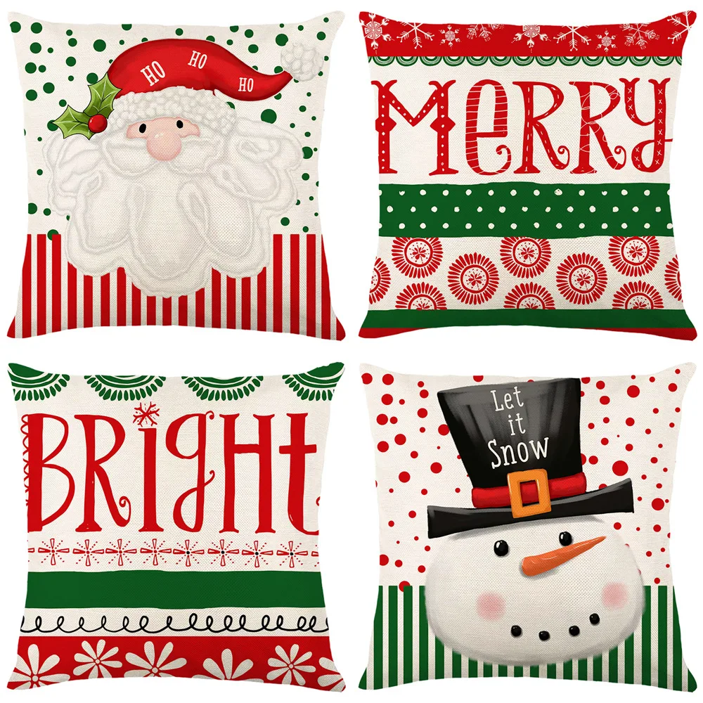 

Christmas Cushion Cover Merry Christmas 45x45cm Linen Decorations for Home 2023 Christmas Ornament Navidad Noel Xmas Gifts