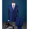 Double Breasted Peak Lapel Suits for Men Blazer Elegant Full Set Fashion 2 Piece Jacket Pants Business Terno Slim Fit Costume 1