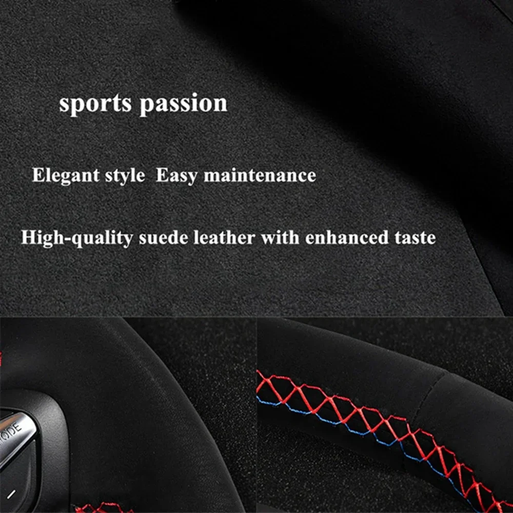 Luxury Suede Leather Black Steering Wheel Cover - Premium Auto Accessory