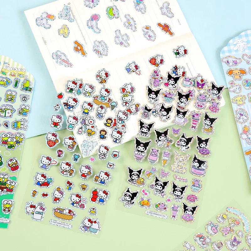 Sanrio Pochacco Kuromi 헬로 키티 어린이 스티커 핸드 계정 학생 문구 용품 생일 선물 DIY 스티커
