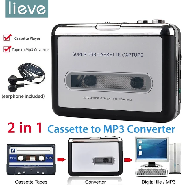 Lecteur de Cassette USB Lecteur de Cassette Cassette Audio Lecteur de  Convertisseur MP3 Enregistrer le Fichier MP3 en Flash USB / USB 