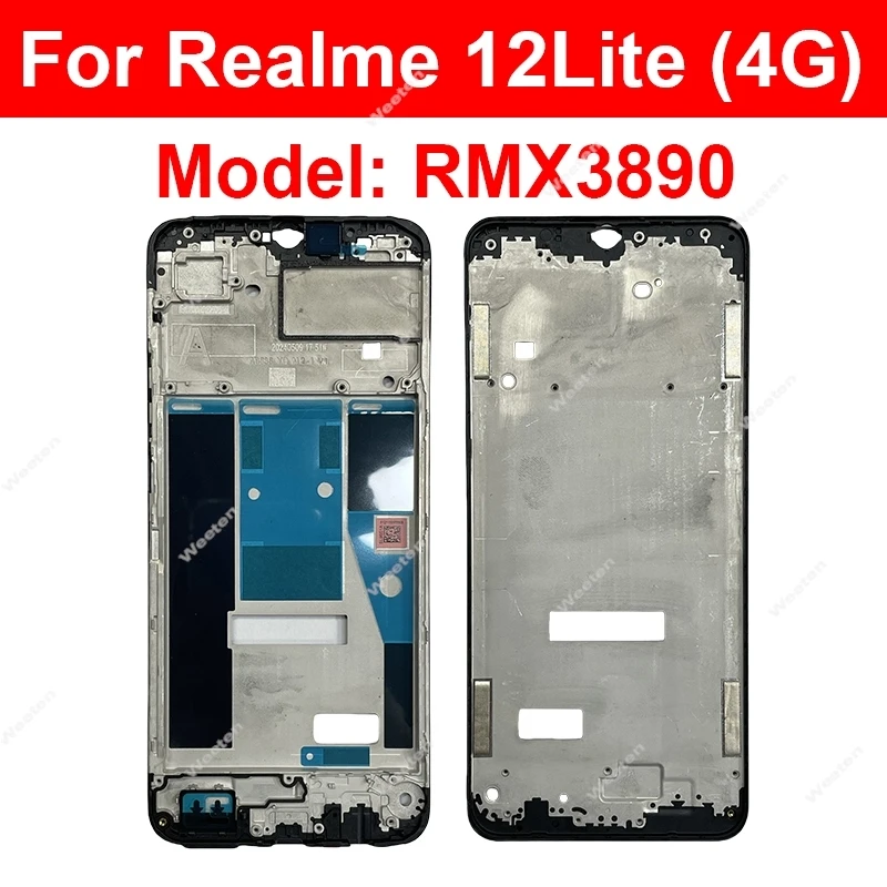 전면 LCD 프레임 거치대 커버 베젤 부품, Realme 10 11 12 Plus 10S 10T 11X 12X 12 + 12 Lite 12 Lite 4G 5G LCD 프레임 하우징