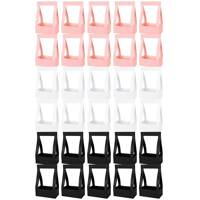 

30 Pcs Flower Box For Arrangement Kraft Paper Flower Box Bouquet Flower Gift Bags Black, White, Pink