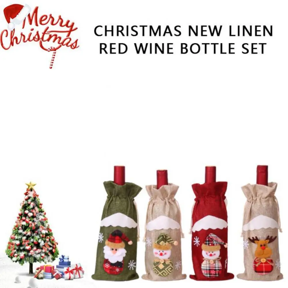 Description Picture 5 of itemChristmas Wine Bottle Covers Bag Snowman Santa Claus Champagne Bottle Cover Sleeve Merry Christmas New Year Table Decorations