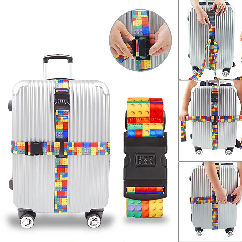 

4.2m Nylon 3 Digits Password Lock Luggage Strap Cross Belt Packing Adjustable Travel Suitcase Buckle Strap Baggage Belts