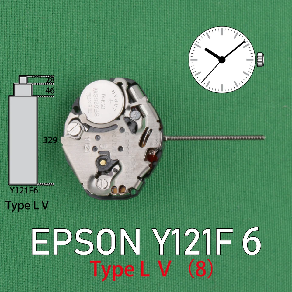Y121 movement EPSON Y121F6 Watch Quartz Movement Longer pipe Y121