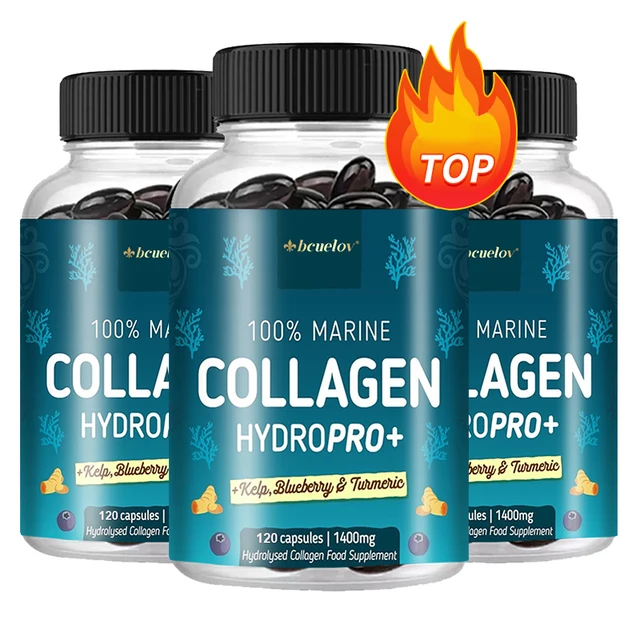 6438-f858e0.jpg Powerful Marine Collagen - With Hyaluronic Acid, Biotin & Blueberry - 1400mg Complex-Hydrolyzed Type 1-With Vitamins & Minerals