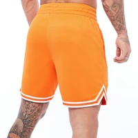 Mens Breathable Basketball Shorts Orange Mesh Fitness Sports Leisure Workout Sport Pants Quick Dry Gym Bodybuilding Shorts 2
