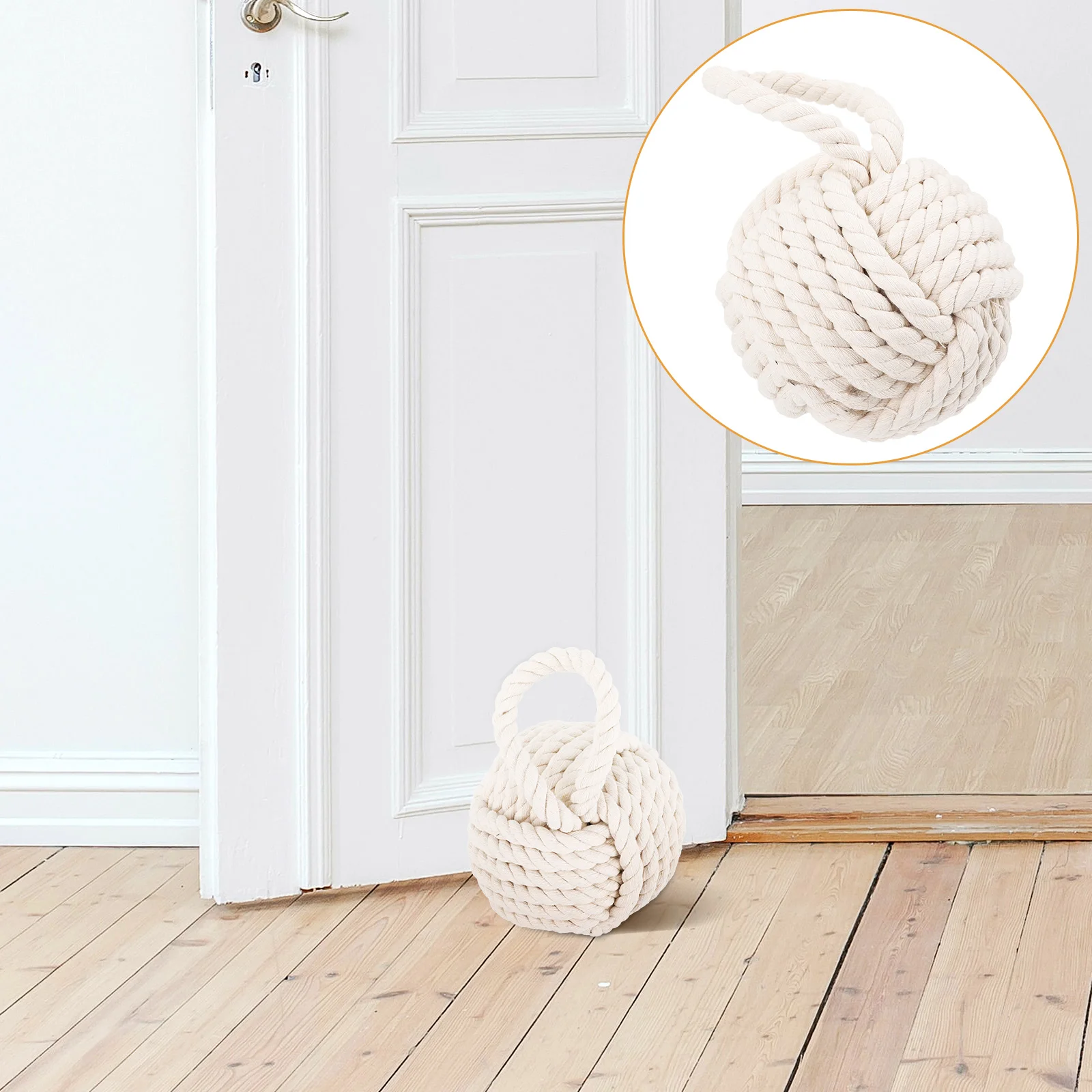 

Home Decor Decoration Cotton Linen Ball Door Protector for Square White Weighted Stopper Rope