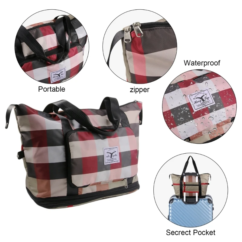 

Travel Bag for Women Carry On Weekender Overnight Shoulder Bag Gym Tote Dry Wet Separation Bag Large Capacity Folding