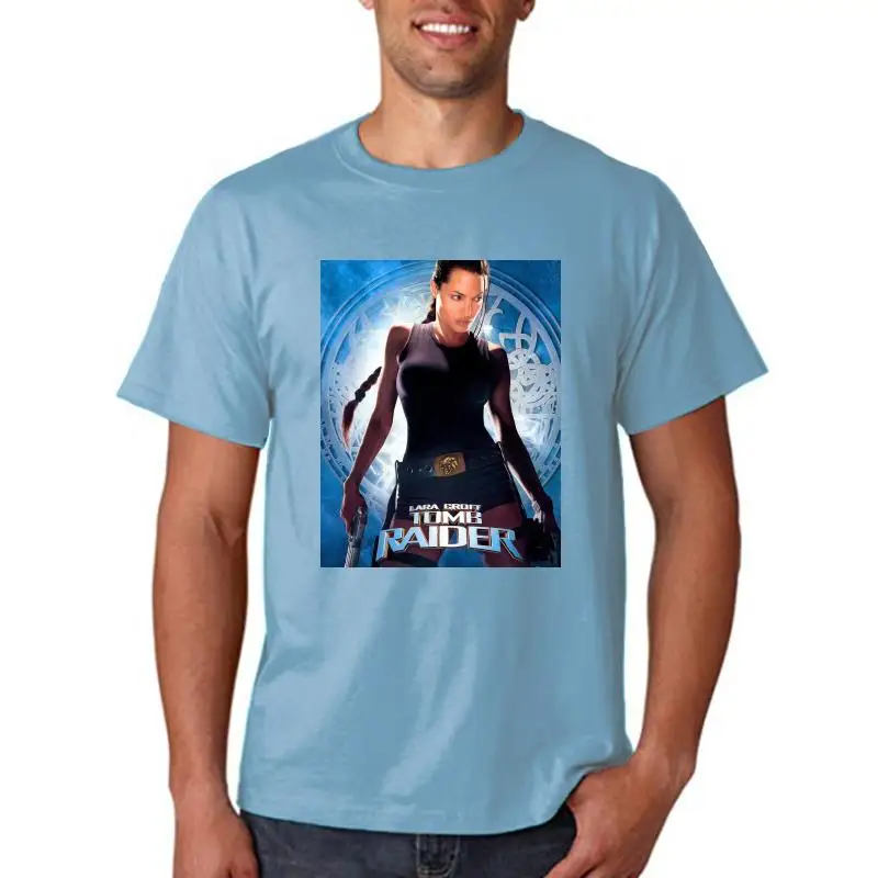 T-Shirt Da Uomo Tomb Raider Lishia Bro Angelina Jolie Abbigliamento Nero 6-A-321