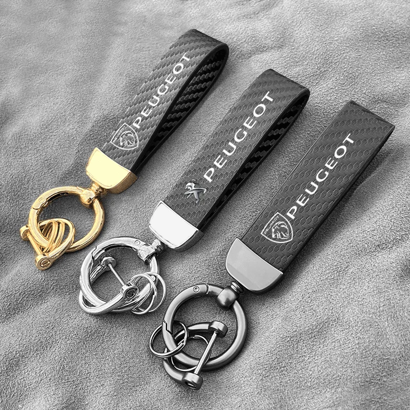 Car Accessories Keychain Carbon Fibre Key Chain Decoration For Peugeot 408 4008 308 3008 Rifter 5008 508 2008 208 301 RCZ 407