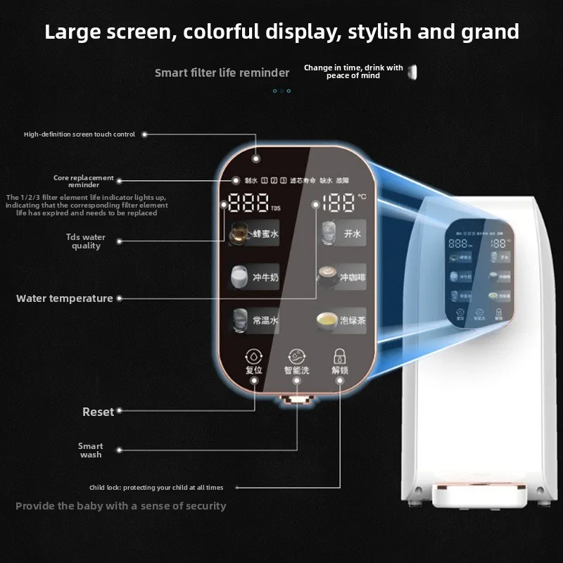 Water Dispenser, No Installation Required, Houseuse RO Reverse Osmosis Touch-screen Heating Tabletop Water Purifier 3