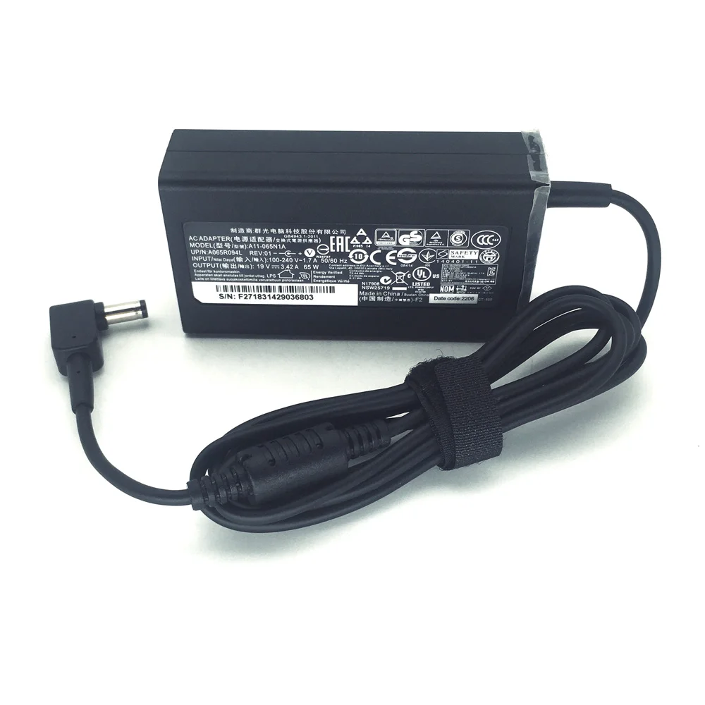 Acer Gateway NV5213U A11-065N1A A065R078L 65W 충전기 전원 공급 장치 용 기존 새 19V 3.42A 5.5*1.7mm 노트북 AC 어댑터