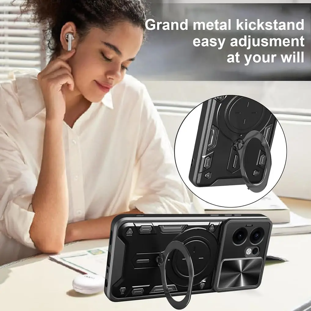 Protective Phone Case with Ring Stand and Lens Guard