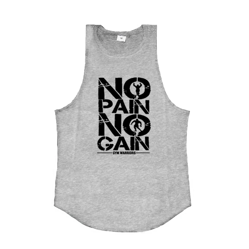 Keine Schmerzen kein Gewinn Fitness studio Krieger Kleidung Herren Baumwolle o Hals Fitness Tanktops Sommer Bodybuilding Unterhemden Sport ärmelloses Hemd – Detail 25
