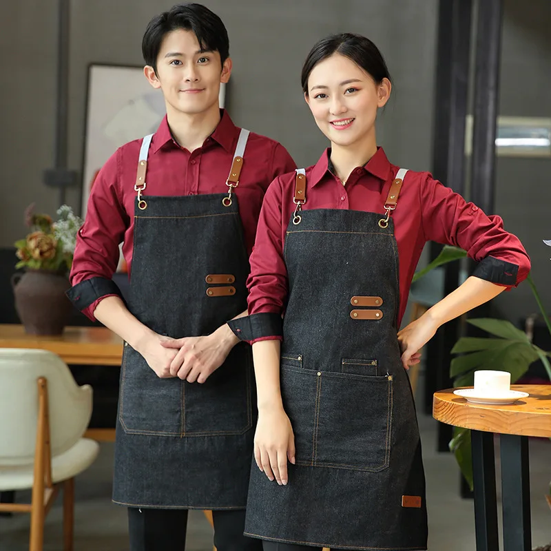 C829 Milk Tea Shop Apron Nail Enhancement Catering Work Clothes Women Hanging Neck Apron Painting Manicure Wear