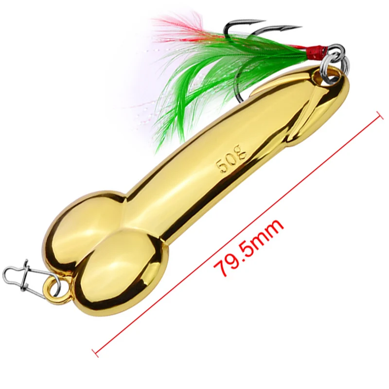 VIB Metal Spoon Penis Shape Fishing Lures 5g 10g 15g 20g Golden Sequin Lure  Artificial Bait Hard Baits Tackle Pesca Vibrating