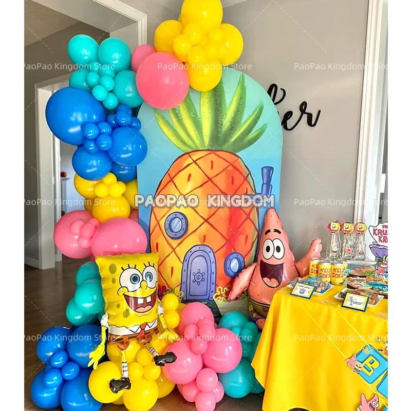 Spongebob Geburtstag Party Dekoration Spongebob Luftballons Einweg Geschirr Teller Serviette Hintergrund für Kinder Party Supplies