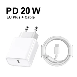 20W USB - C Fast Charging Power Adapter with Quick Charge Capability - EU Plug and Cable