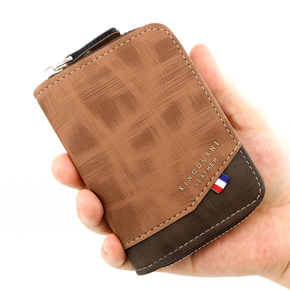 

Men Business Credit Card Holder Fold Accordion Style Full Zip Securitys Card Bag Gift For Male Woven Organ Wallet Money Pouch