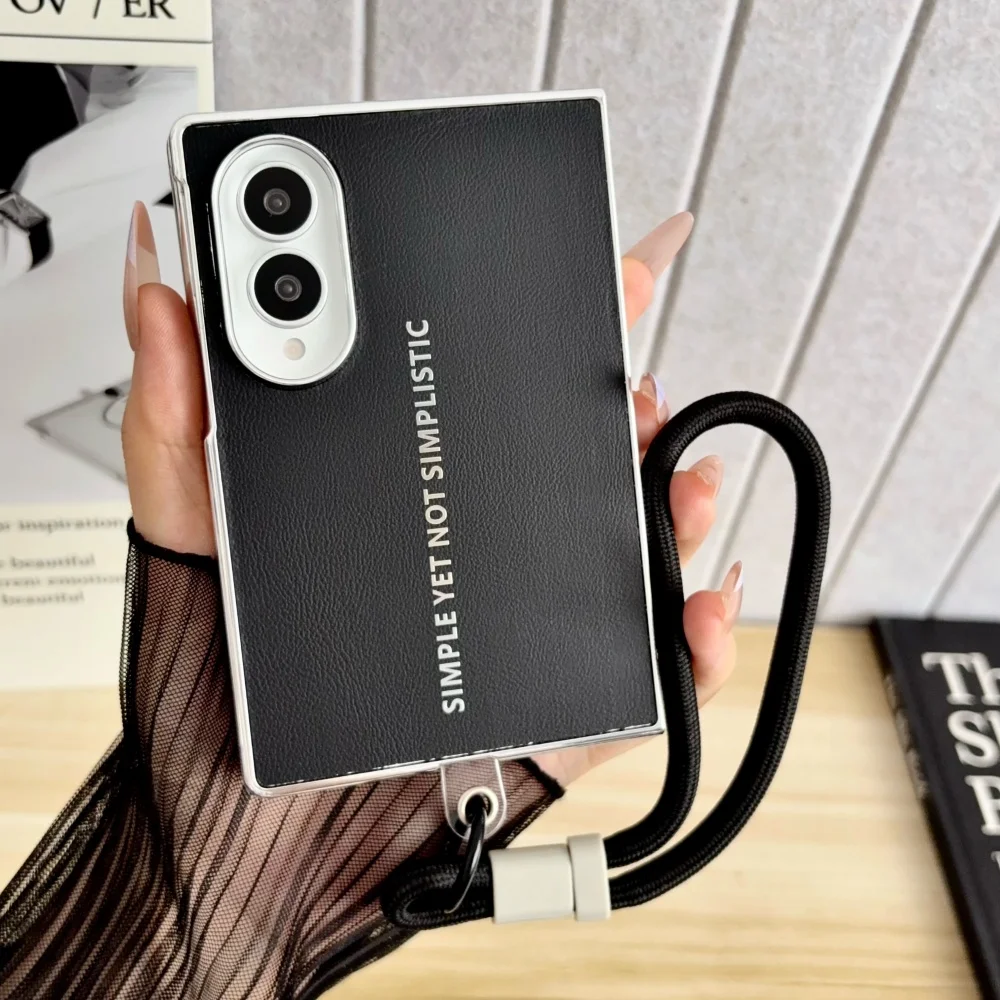 Luxury Leather Plating Case with Lanyard and Wide Cover