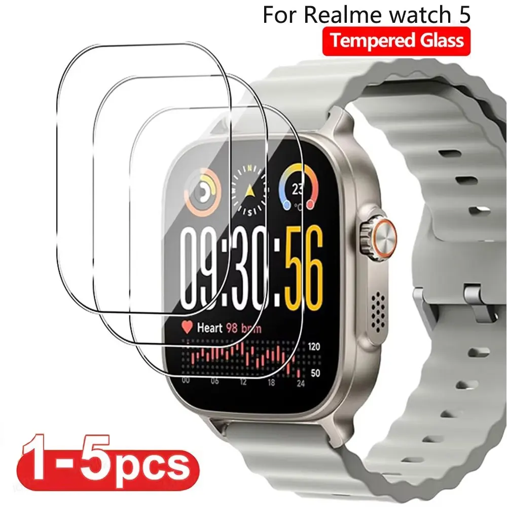 Realme Watch 5용 강화 유리 프리미엄 스크린 프로텍터 Realme Watch 5 액세서리용 내구성 있는 HD 긁힘 방지 필름