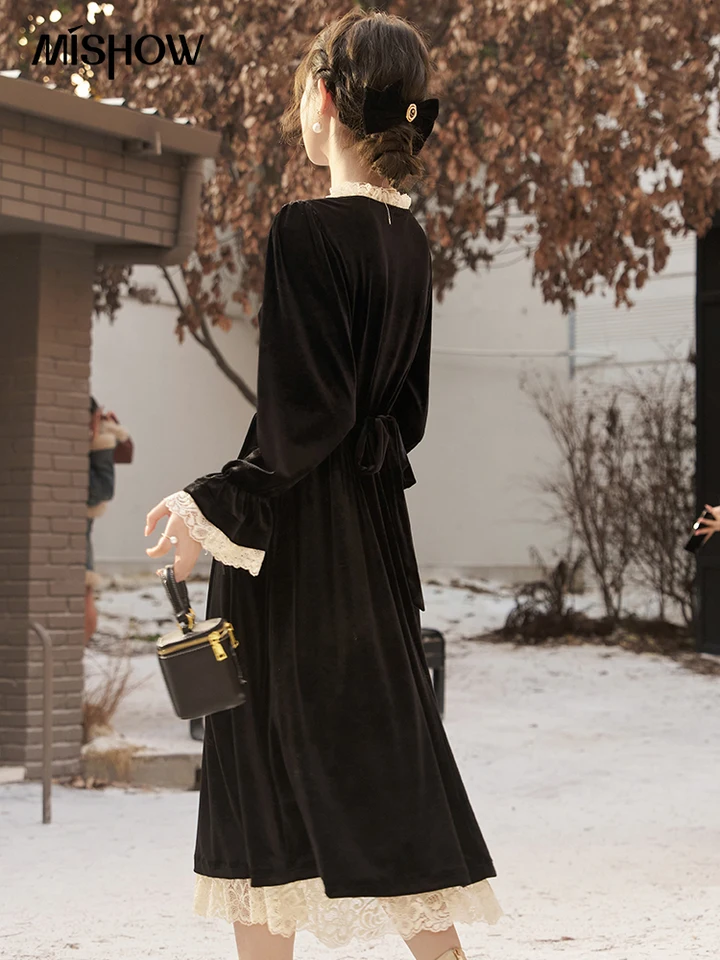 meer.メーア CIRCLE CUT VELOUR DRESS ブラック 新品 【公式通販】