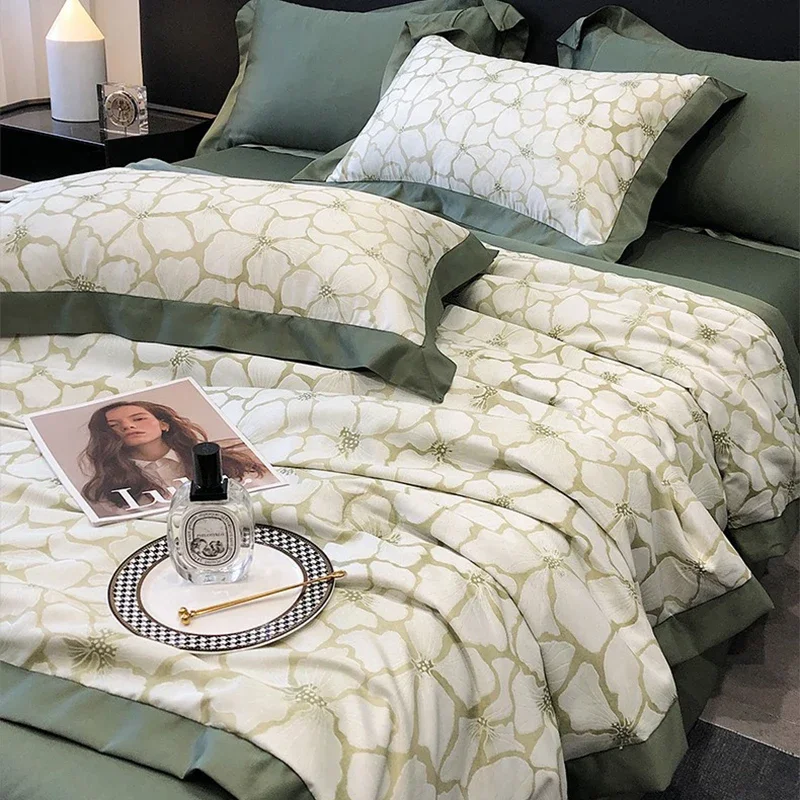 

Rushed Summer Blanket Ice Silk Cool Thin Quilt Stitch Plaid Office Nap Knee Duvet Adult Bedding Air Children Плед Washable