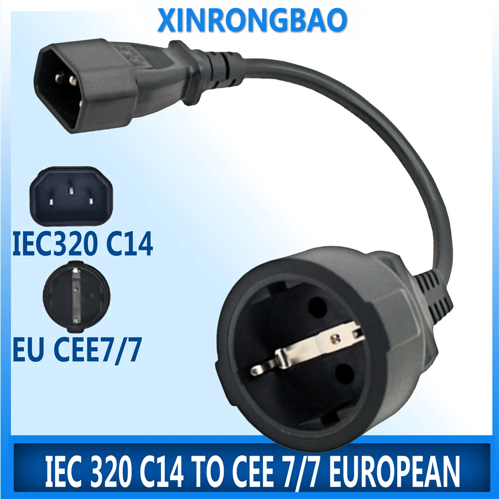 Câble Adaptateur C14 Vers Prise Euro Schuko - 30 Cm - Pour UPS, PDU, Alimentation PC - 16A 250V
