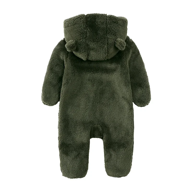 Baby Clothes Winter Infant Solid Hooded Thick Outfits For 0-24Months Casual Korean Jumpsuit Baby Boy Girls Fleece Romper Newborn Warm Clothes