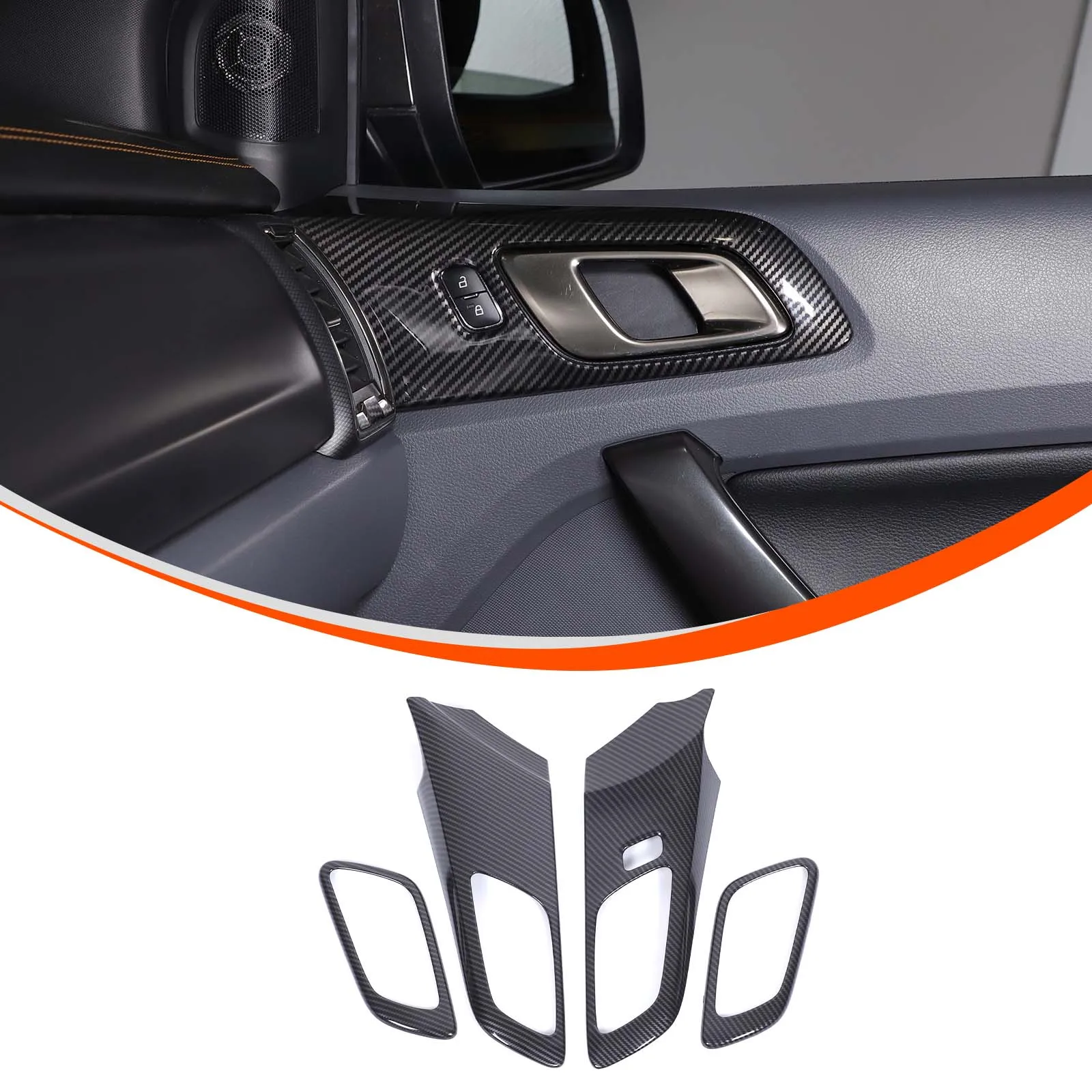 DIYUCAR Adesivi per telaio per alzacristalli per finestrini e finestre, accessori per decorazione di pulsanti per Ford Ranger Everest Endeavour 2015-2022 (fibra di carbonio