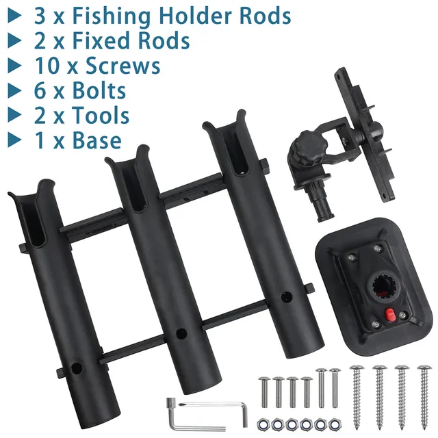 Fishing Rod Holder Bracket Tube 3 Rod Rack Fishing Pole Rod holders for  Boat Kayak Garage Storage with Screws Side-Mount - AliExpress