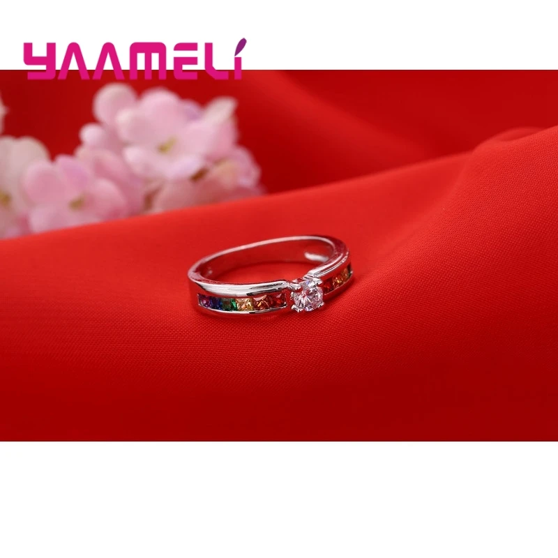 Rainbow Cubic Zirconia Ring Detail View 3