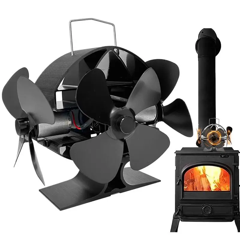 

Stove Fan Heat Wood Burner Eco Friendly Quiet Winter Warm Activated Fireplace Fans Home Efficient Heat Distribution Eco Friendly