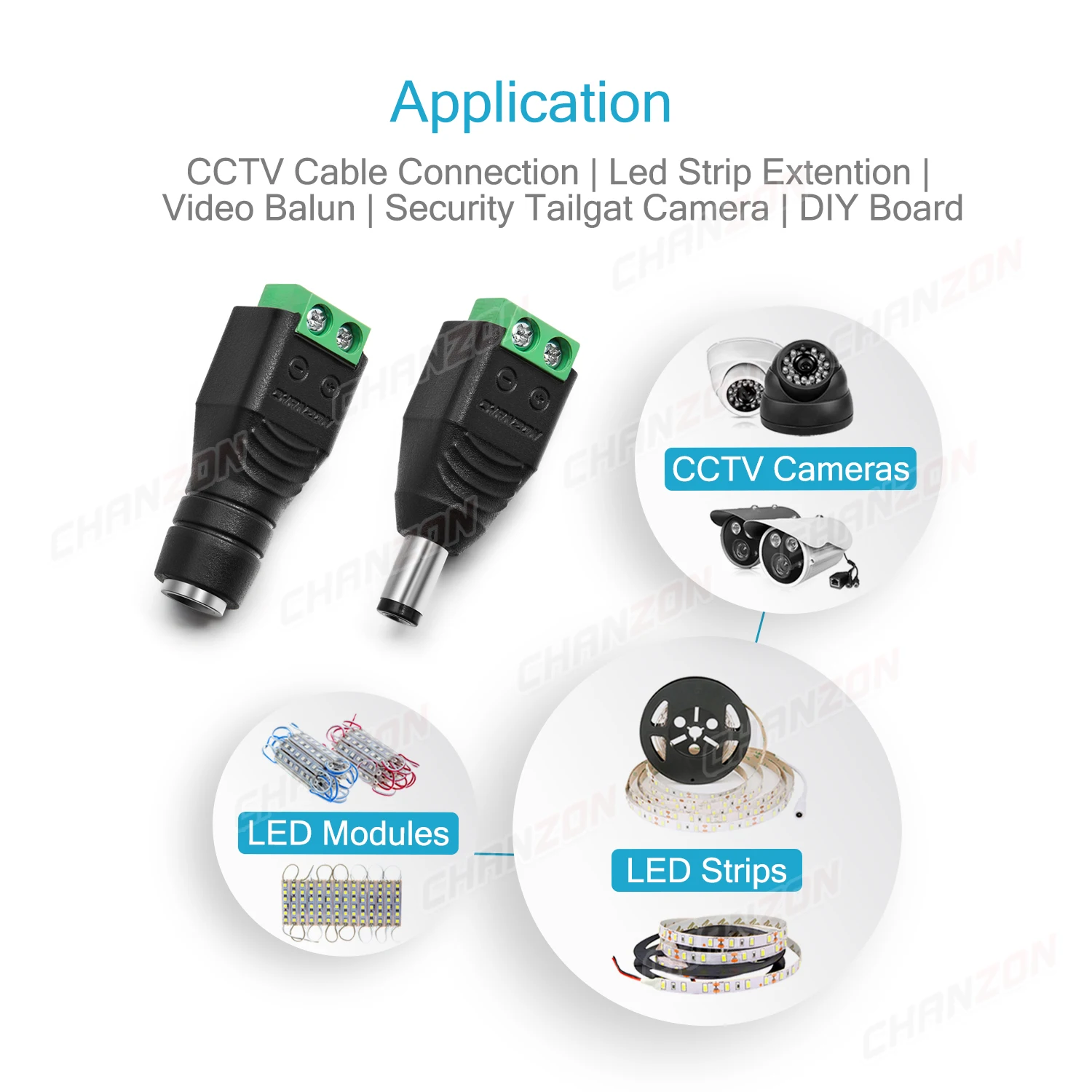 DC Power Connector Plug Jack Male Female Socket Barrel 2.1mm x 5.5mm Adapter CCTV Camera LED Strip Supply Terminal 10pcs