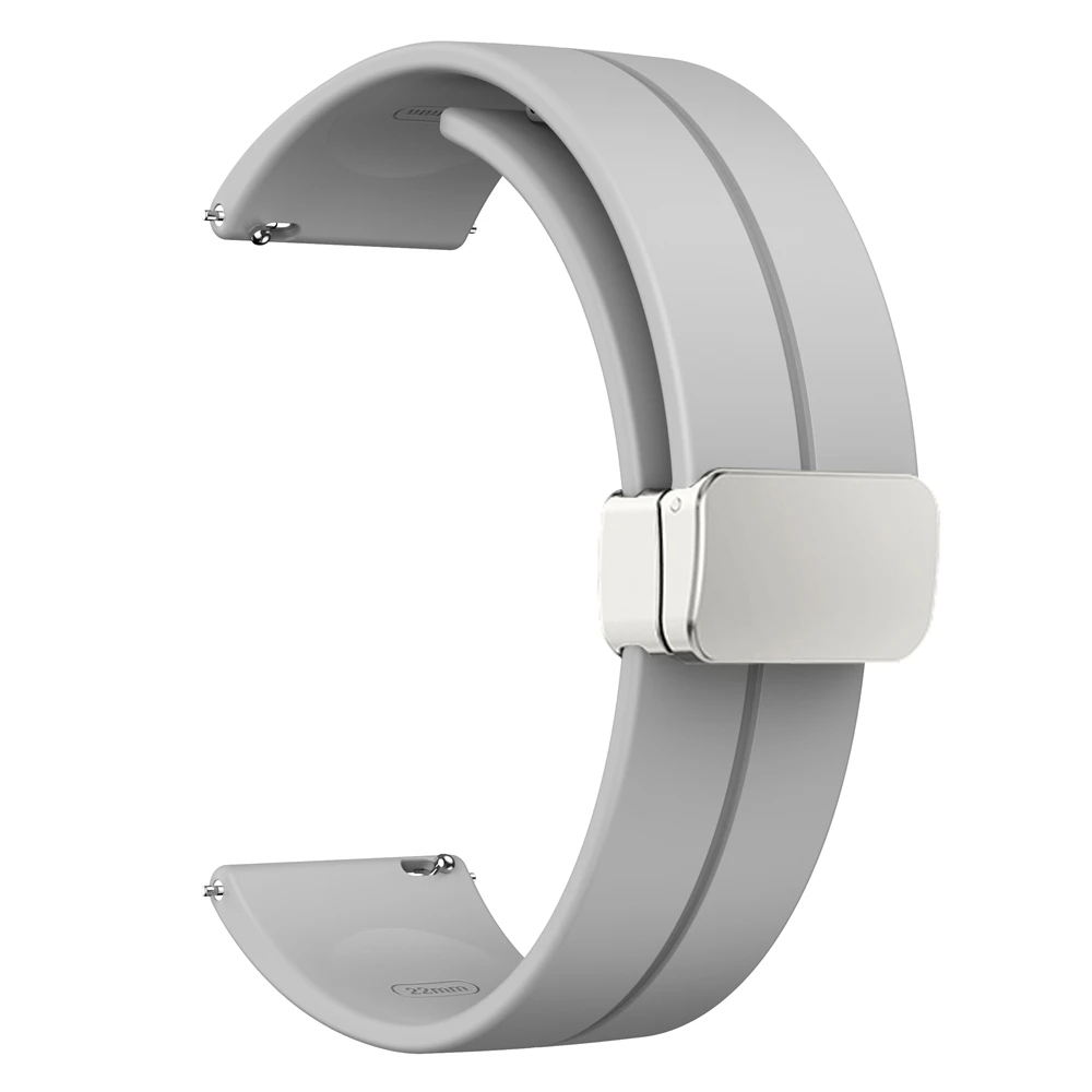 Magnetic Folding Buckle Silicone Sport Watch Strap - 22mm