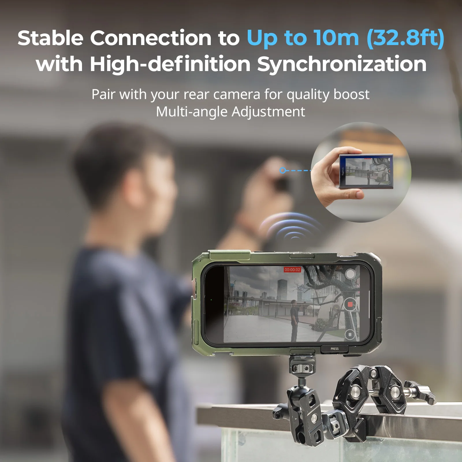 SmallRig Universal Wireless Video Monitor for iPhone Huawei Xiaomi Screen Mirroring 1500mAh Battery 10m Remote Control