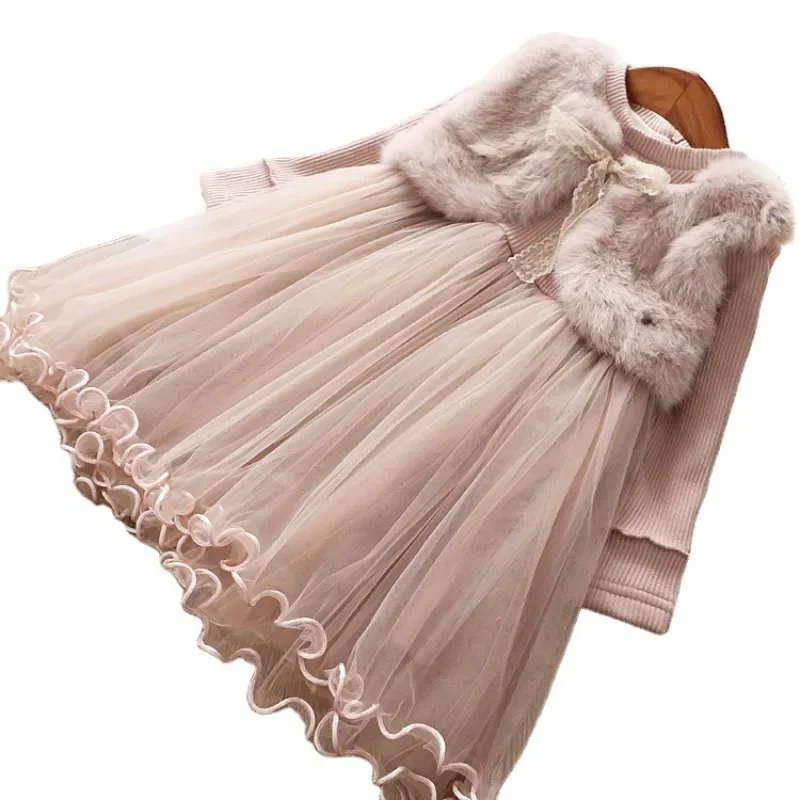 Children Girls Tulle Dress New Autumn Long Sleeves Fake 2Pcs Fluff Princess Dresses Kids Keep Warm Prom Girl Party Girl Clothing - Image 6