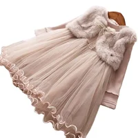 Robe d'automne en Tulle pour filles, faux 2 pièces, manches longues, robes de princesse en peluche, garde au chaud, vêtements de fête pour filles, nouvelle collection 6