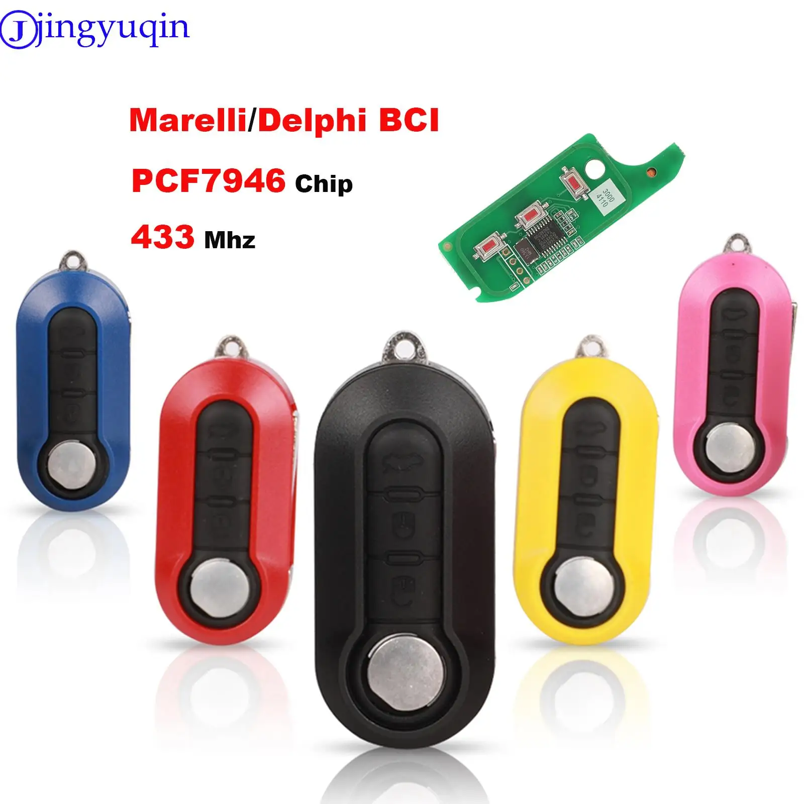

Jingyuqin 3-кнопочный пульт дистанционного управления для ключей FSK PCF7946/PCF7946AT чип 433 МГц для Fiat 500 Grande Punto 2010-2017