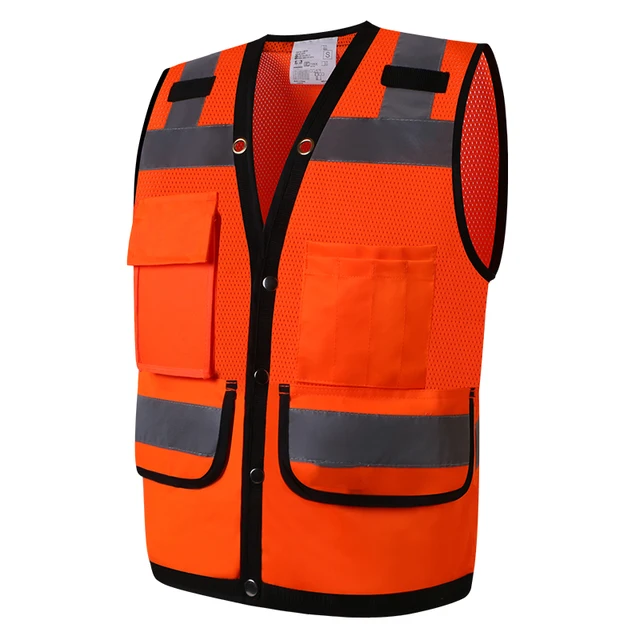 Hi Vis Mesh Reflective Work Vest with Multiple Pockets