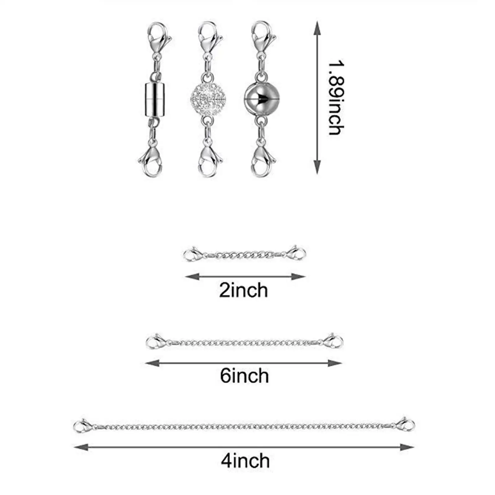 12x 빛나는 자석 걸쇠 목걸이 체인 연장기 커넥터 액세서리