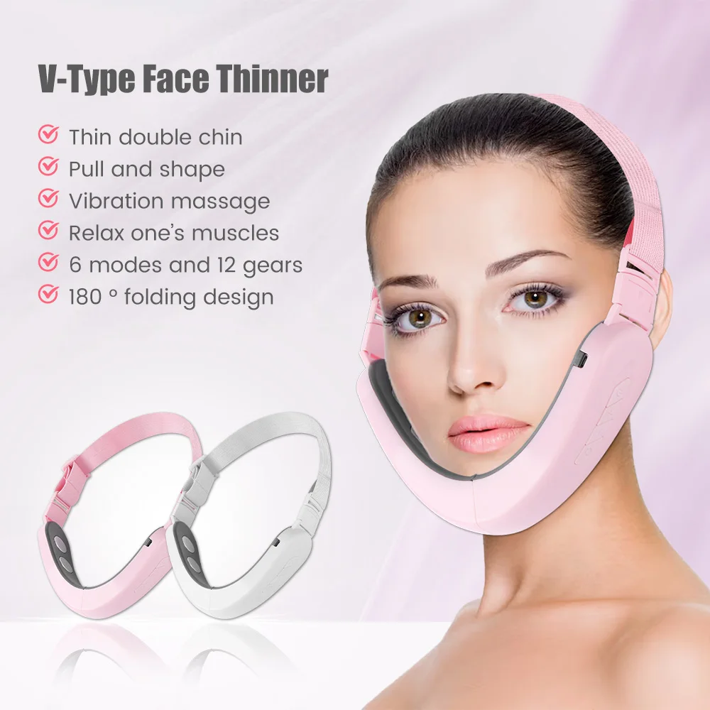 Microcurrent Face Lifting Machine Double Chin Remover EMS Facial Massager Intelligent Skin Rejuvenation Beauty Device with Voice