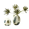 Blue and Green Markings Grid Spot Glass Vase Pebble Flower Vase Floral Arrangement Accessories Terrarium Home Decoration 6