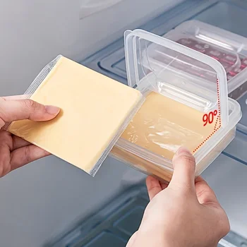 1PC Sliced Cheese Container for Fridge, Clear Plastic Butter Block Cheese Slice Storage Box with Flip Lid for Refrigerator Food 1