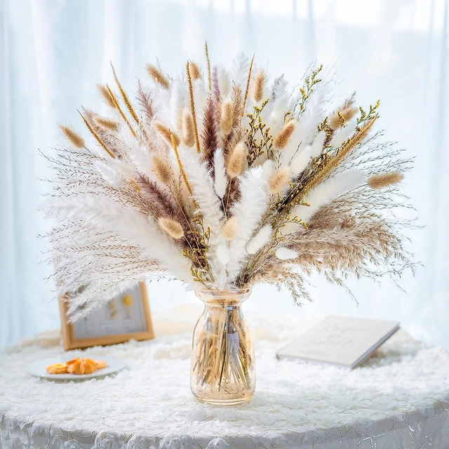 80Pcs Dried Pampas Grass Flower,Pampas Dried 6 Kinds Dried Plants natural  Decor