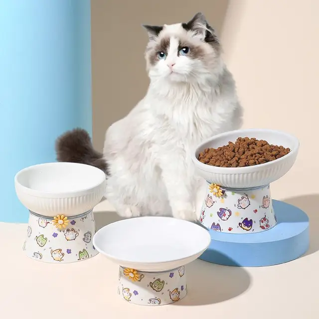 Ceramic Cat Bowl Protects Cervical Spine, Prevents Black Chin, Cat Food Snacks, Pet Drinking Water Bowl, Puppy Food Bowl 5