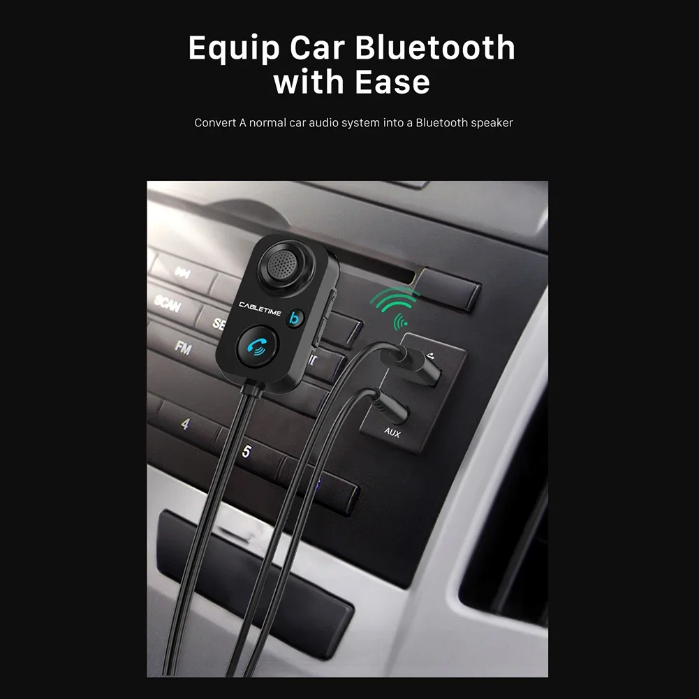 Car Bluetooth Receiver 5.1 AUX Audio 3.5mm Wireless Adapter for Hands-Free Car Amplifier Speaker Headphone Auto BT Transmitter